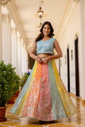Multicolor Faux Georgette Lehenga Choli with Sequins Thread Embroidery & Net Dupatta | Festive & Wedding Wear