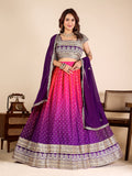 Designer Pink Purple Ombre Lehenga Choli with Sequins Embroidery
