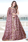 Multicolor Floral Print Organza Lehenga Choli with Dupatta | Designer Party Wear Lehenga for Women