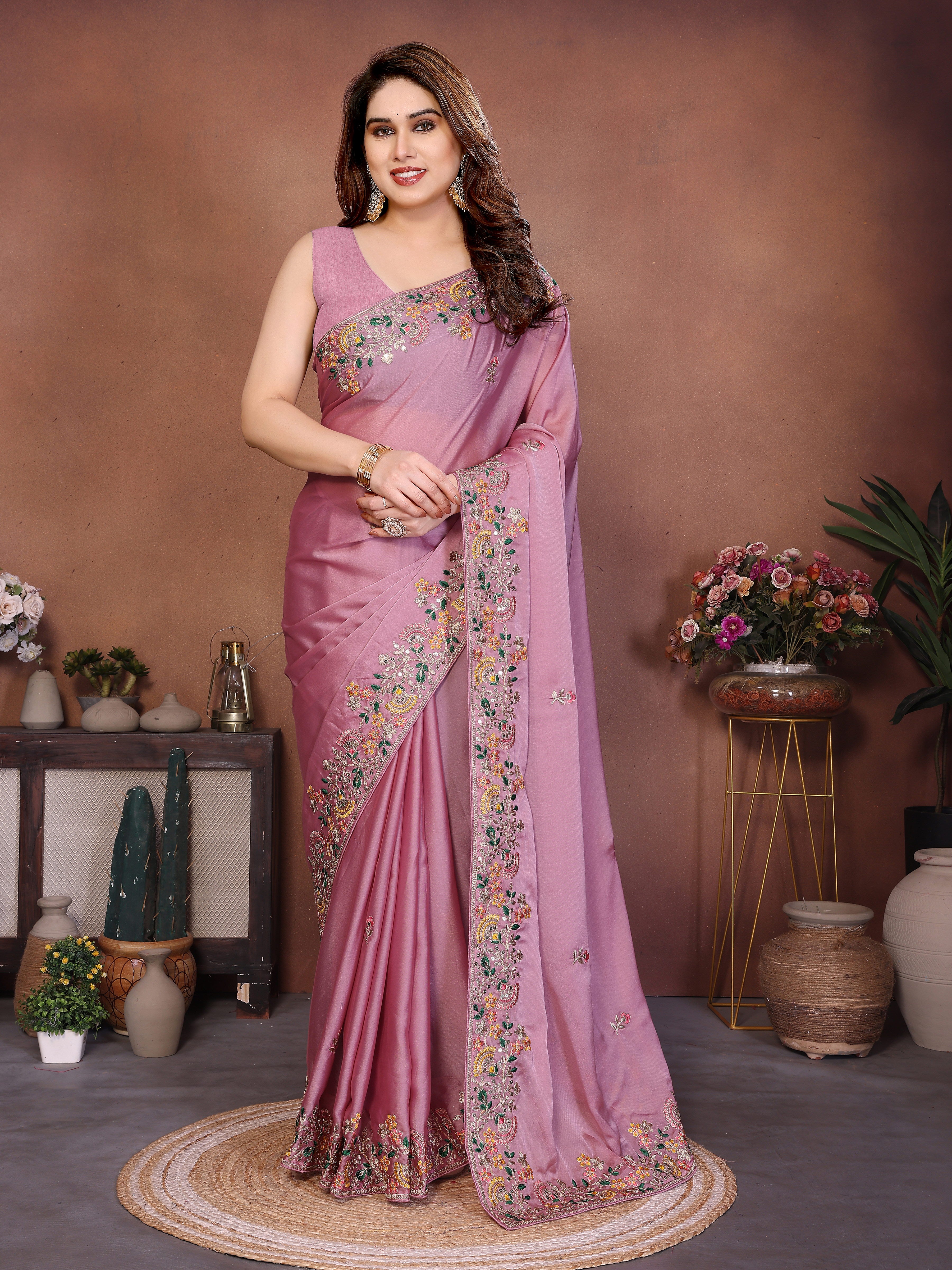 Mint Green Art Silk Saree with Zari, Dori & 5mm Sequins Embroidery | Designer Party Wear Saree for Women