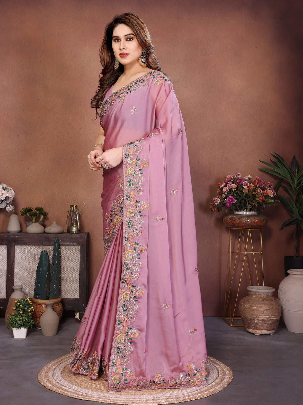 Mint Green Art Silk Saree with Zari, Dori & 5mm Sequins Embroidery | Designer Party Wear Saree for Women