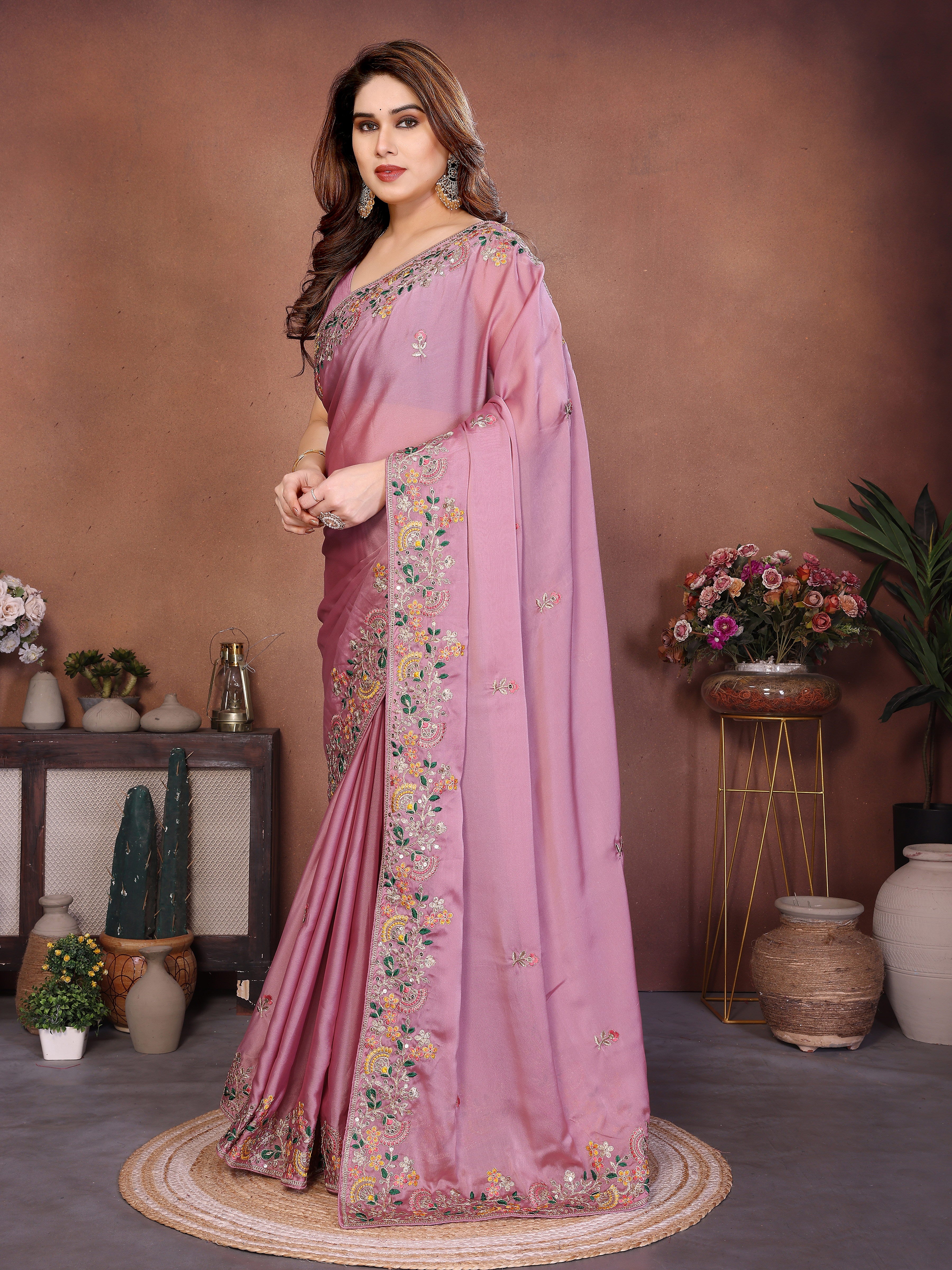 Mint Green Art Silk Saree with Zari, Dori & 5mm Sequins Embroidery | Designer Party Wear Saree for Women