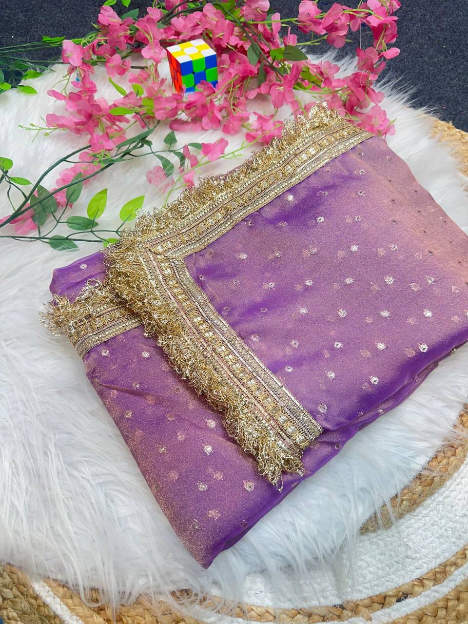 Green Moss Silk Butti Saree for Women with Elegant Border | Party Wear Designer Saree with Unstitched Blouse