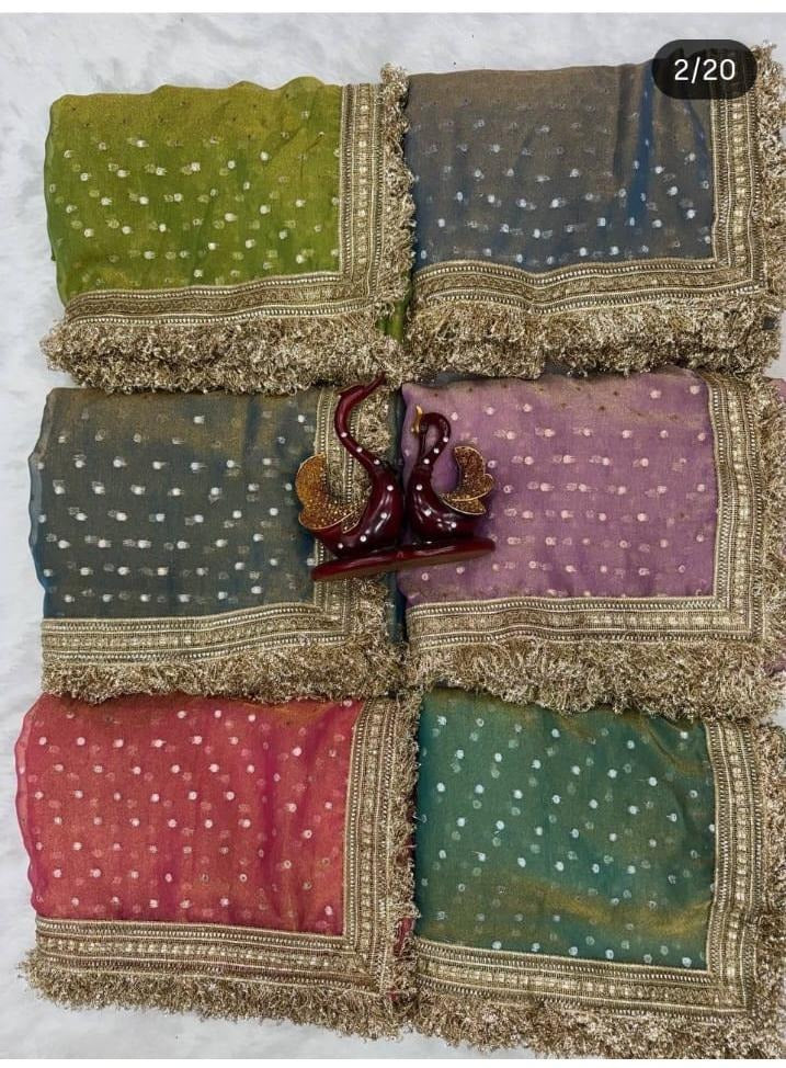 Green Moss Silk Butti Saree for Women with Elegant Border | Party Wear Designer Saree with Unstitched Blouse