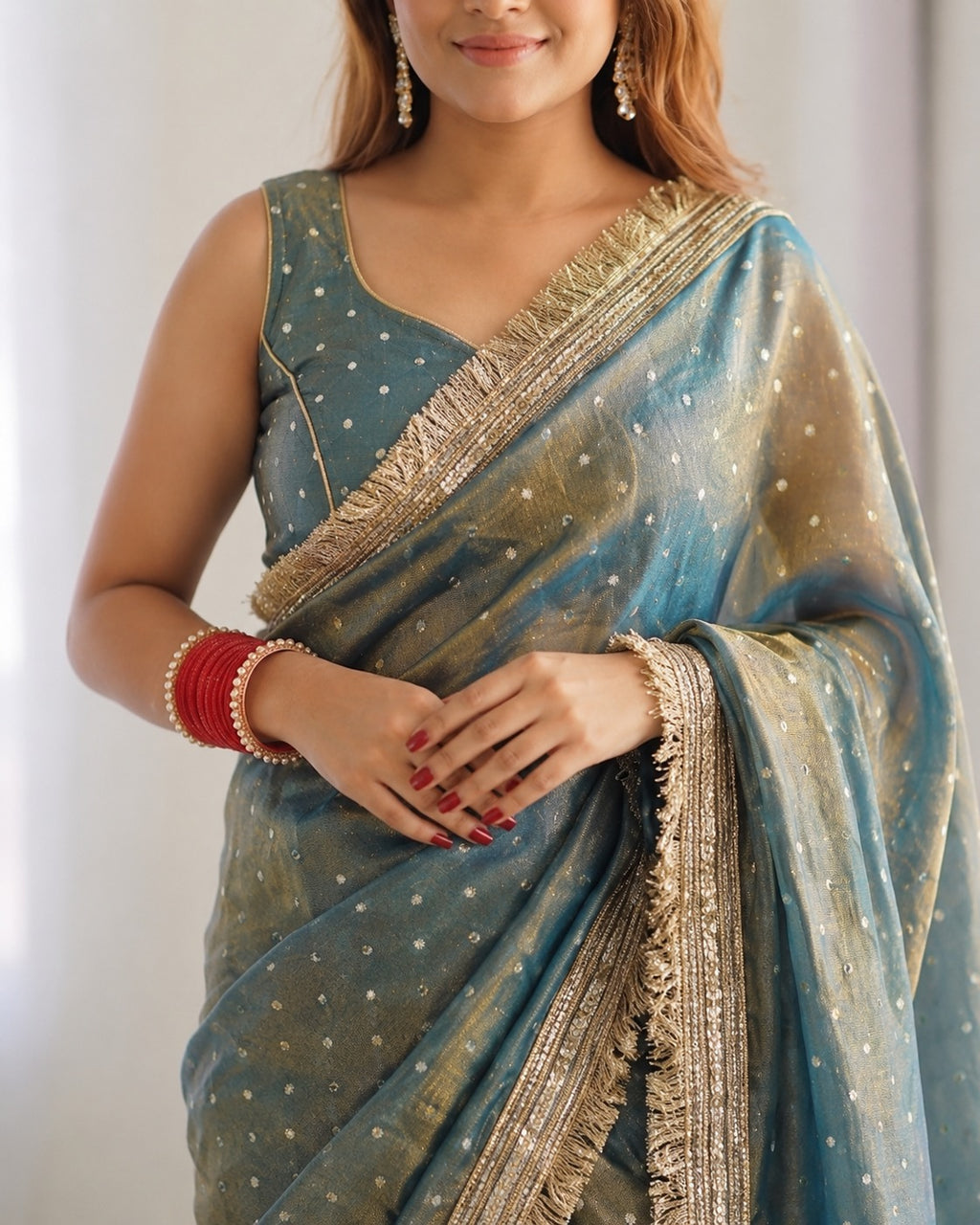 Green Moss Silk Butti Saree for Women with Elegant Border | Party Wear Designer Saree with Unstitched Blouse