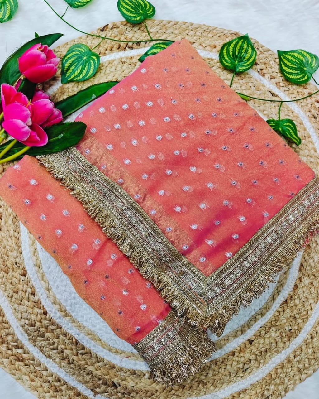 Green Moss Silk Butti Saree for Women with Elegant Border | Party Wear Designer Saree with Unstitched Blouse